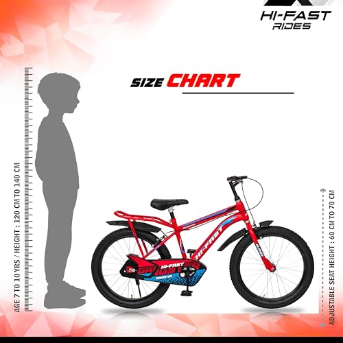 Image of HI-FAST Gangster 20T Cycle for Boys & Girls 7 to 10 Years with Tyre-Tube & Side Stand (Semi-Assembled) 20 Inches,Road Bike, Rigid