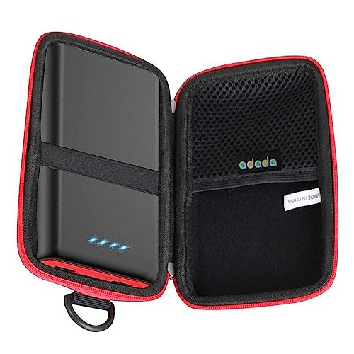 Hard Travel Case for Ekrist/LanLuk Portable Charger Power Bank 25800mAh (Black + Red Zipper)