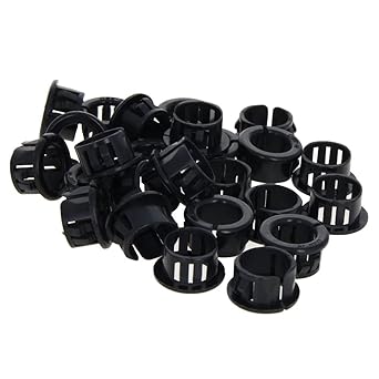 Yinpecly 16mm Cable Snap Bushing Grommet Protector Black Nylon Snap in Cable Hose Bushing Grommet Round Snap Bushing 25Pcs