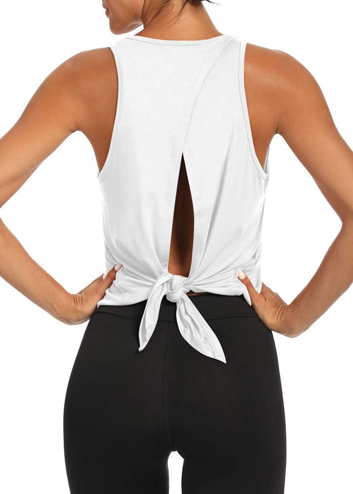 Bestisun Backless Workout Yoga Shirts Tie Back Sports Tank Athletic Tops for Women - Image 5