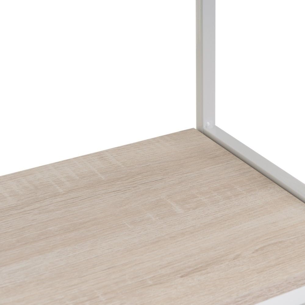 Consola recibidor Urban 2 cajones de metal y madera blanco de 80x30x75 cm | Mueble auxiliar estrecho con 2 cajones y una balda inferior de almacenaje. Para recibidor, entrada o salón