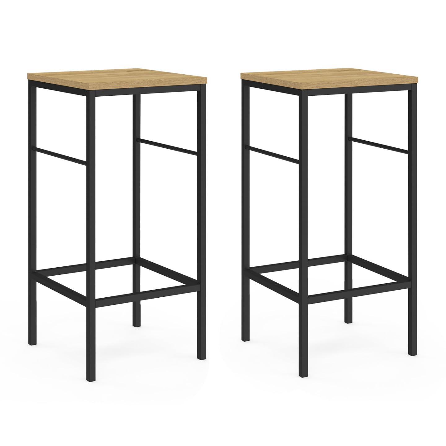 IDMarket - Lot de 2 tabourets de Bar Detroit Design Industriel