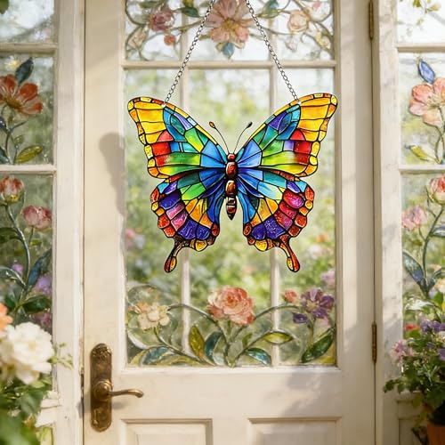 ALLY-MAGIC Sonnenfänger, Butterfly Suncatcher, Fensterdeko Hängend Modern Als Schmetterlingsförmig Acryl Dekoschild für Fenster, Balkon und Garten Suncatcher Fensterdeko Hängend Glas E24-HDBGQ