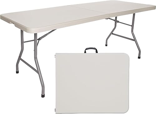OEF Furnishings Mesa plegable plegable de 6 pies, 30 x 72 pulgadas, gris claro