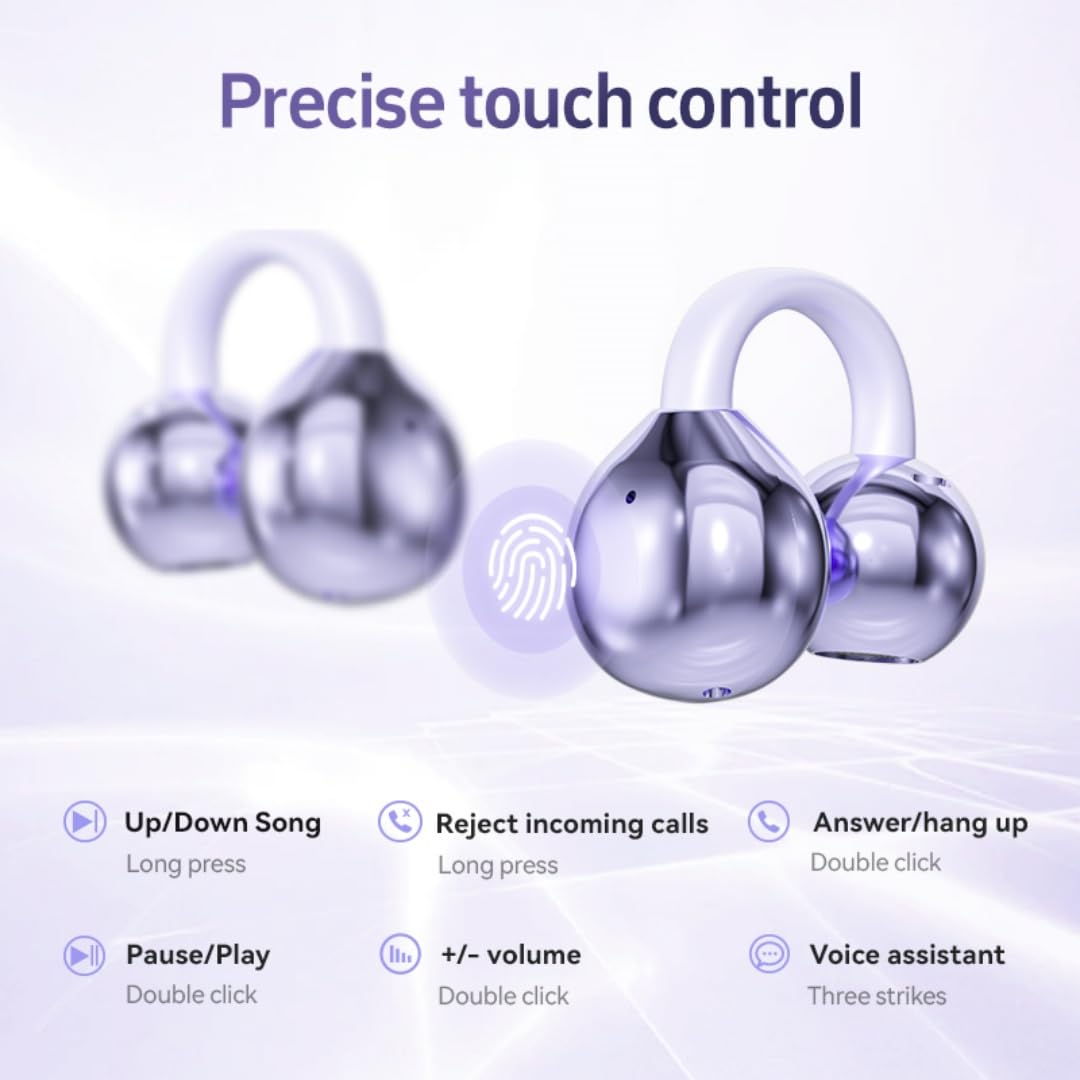 Auriculares inalámbricos Bluetooth 5.4 de oreja abierta, sonido de alta fidelidad, cancelación de ruido de llamada ENC, conducción ósea de gancho para la oreja, micrófono impermeable IPX5