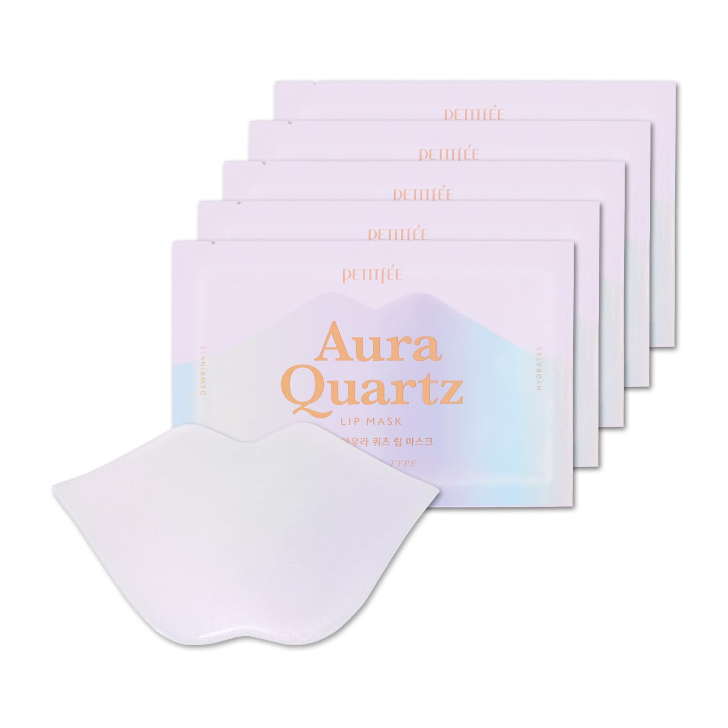 Aura Quartz Hydrogel Lip Mask 5ea - Moisturizing Lip Mask with Retinol, Peptide, Collagen, PDRN, Bakuchiol, Anti-aging Lip Care for Dry Lips, Reduces