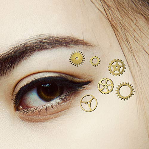Steampunk Eye Decals Steampunk Eye Costume Steampunk Clothing Accessories Gothic Eye Decals Women Girls Dress Up Steampunk Gears for Halloween Punk Party (48 Pieces)