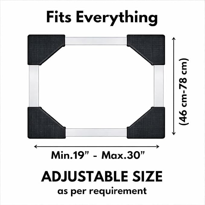Image of Heavy Duty Adjustable Stand with 24 Wheels for Front and Top Load Washing Machine, Refrigerator, Dishwasher, Air Cooler, 6.5 to 11 kg Washing Machines (Extra Heavy Stainless Steel, Black)