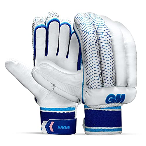 GM Siren Cricket Batting Gloves for Mens Left Handed | Free Cover | Colour: White/Royal Blue