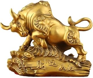 Brass Decorative Statue Home Handmade Copper Bull Ornaments Living Room Lucky Bull Zodiac Copper Bull Chinese Decorations Office Crafts Statues For Home Decor