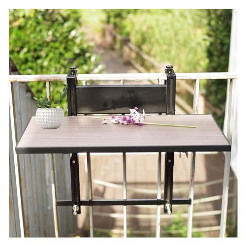 Mesa plegable de aluminio ajustable para balcón, mesa auxiliar colgante que ahorra espacio para patio, terraza, porche y barandillas de porche, perfecta para comer al aire libre y relajarse