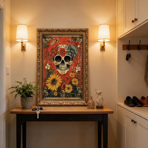 Art folklorique mexicain Calavera impression sur toile haut de gamme 20x30 - 5
