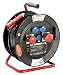 Produktbild as - Schwabe Mammut Kabeltrommel 30m H07RN-F 5G4 mit CEE Stecker 400V/32A, 3x Schutzkontaktsteckdosen 230V/16A, 1x CEE Steckdose 230V/16A 1x 400V/32A, FI und LS Schalter, Tragegestell, IP44, 26102