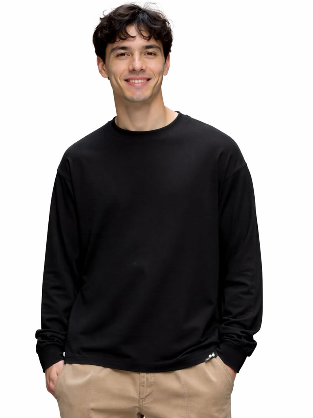 bewakoof Men's Solid Blue Round Neck Full Sleeve Oversized T-Shirt-picture-37
