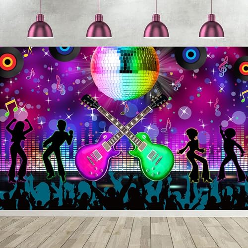 Toile de fond disco 2,4x1,8m retro neon pour decoration anniversaire adulte et enfant