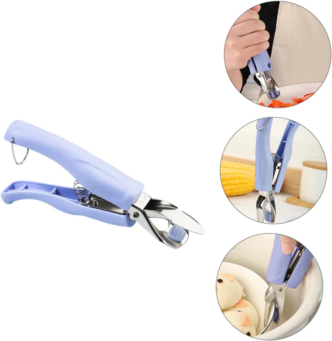 Blue Stainless Steel Bowl Clip with ABS Handle, Heat Resistant Gripper