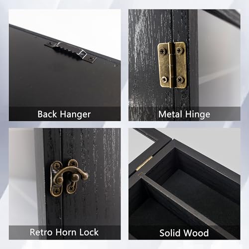 Image of GMFrames 16x20 Wooden Shadow Box Frame with Removable Shelves Deep Display Case for Military Medals Keepsakes Black
