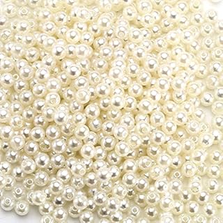HERZWILD Beige Pearls Beads, 1500 Pcs Round Loose Art Beads, Luster Glossy Polished Pearl Beads for DIY Art Craft Jewelry Making Decorations Beads Pearls