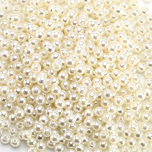 HERZWILD Pearl Beads for Craft,Beige Faux Fake Pearls