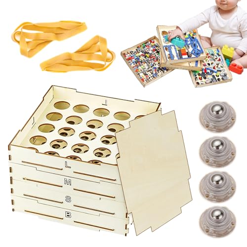 JINGLING Setaccio di smistamento dei, selezionatore di da costruzione | 4 scatole di smistamento per vassoi | Ordinatore in legno di 3 diverse dimensioni per gli amanti dei