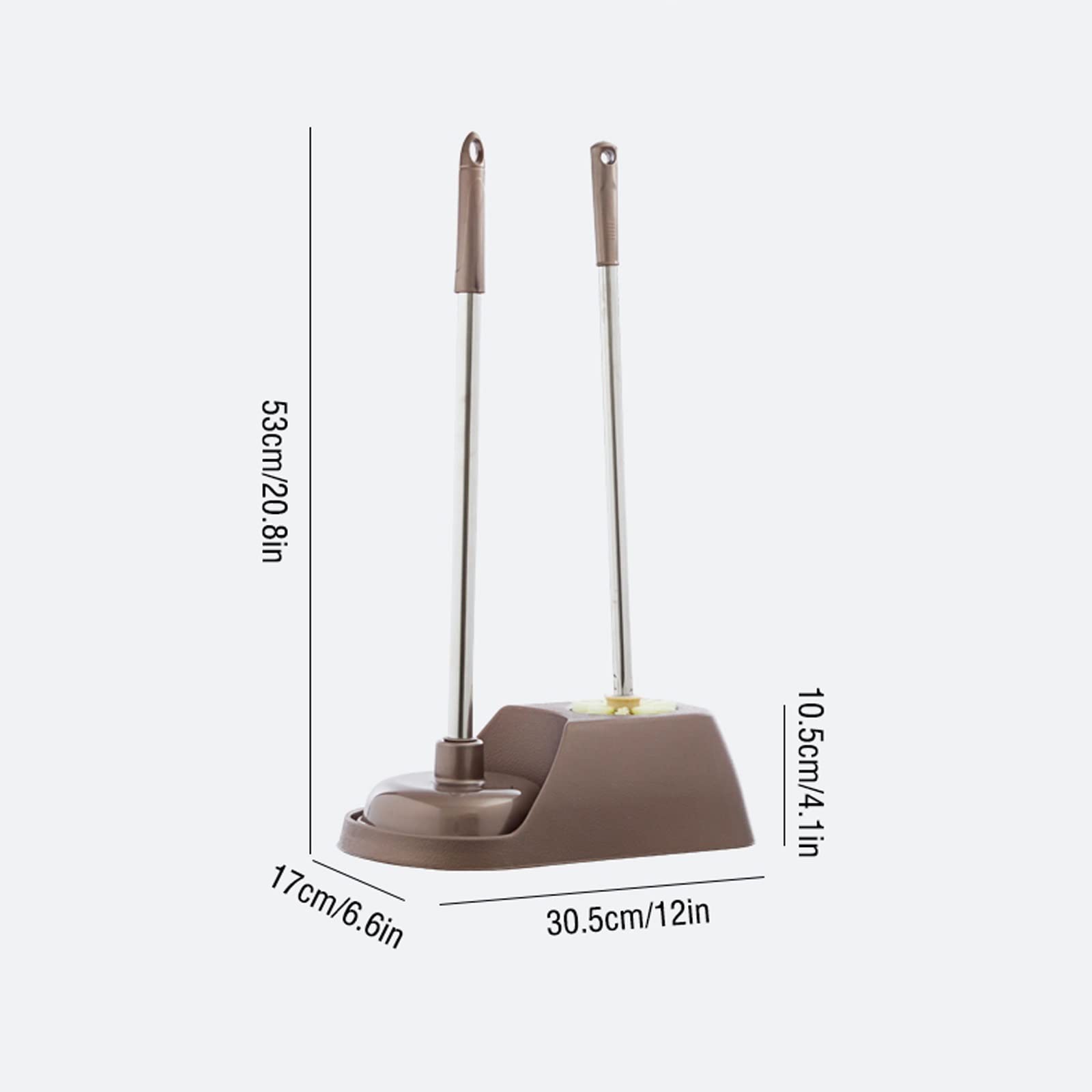 Escobilleros La combinación de desatascador de Inodoro de Mango Largo y escobilla de Inodoro Tiene una Base Estable for Limpiar lavabos, desagües e inodoros (Gris/marrón) Escobillero(Bruin)