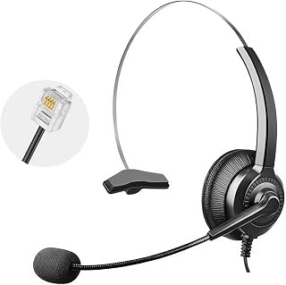 Phone Headset Compatible with Yealink Office Desk Phones T2x T3x T4x T5x MP VP Series with RJ9 Connector, Telephone Headsets with Noise-Canceling Mic for Call Center/Home/Business