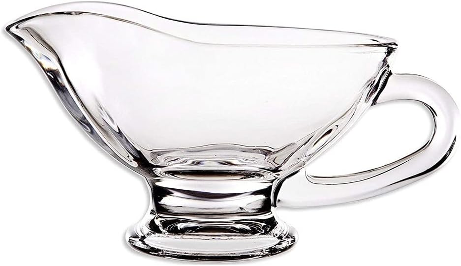 Saucer Transparent Gravy Boat Glass Gravy Boat with Handle Gravy Boat, Used for Salad Dressing, Milk, Broth, Suitable for Home Kitchen Dish(200ml)