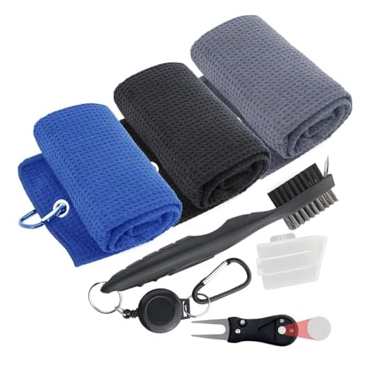 3 Golf Towels for Golf Bags with Clip - 60 X 40CM, Golf Club Cleaning Kit, Golf Accessories for Men - Golf Gifts for Men