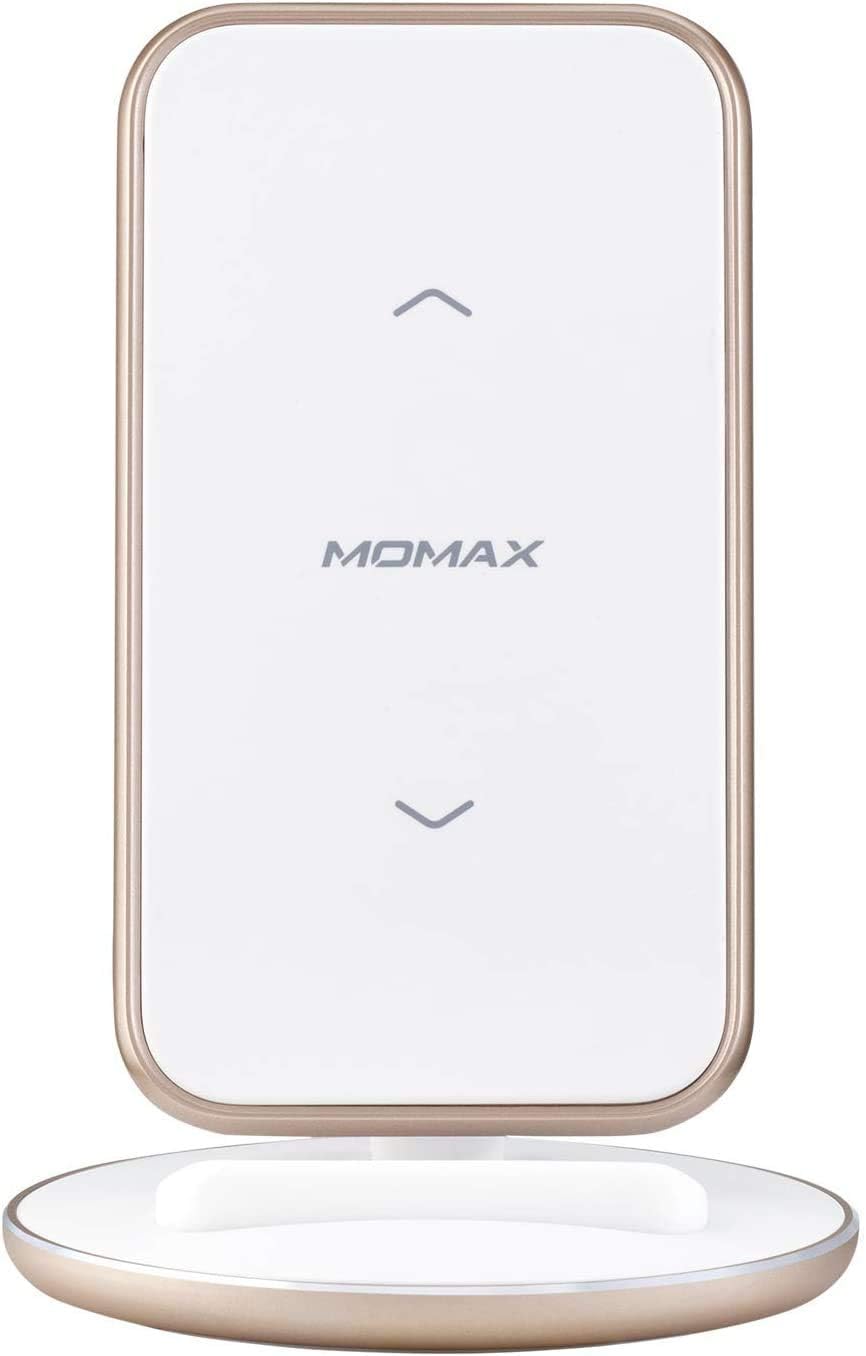 MOMAX Q. Dock 5 Max Wireless Charger in upright stand mode