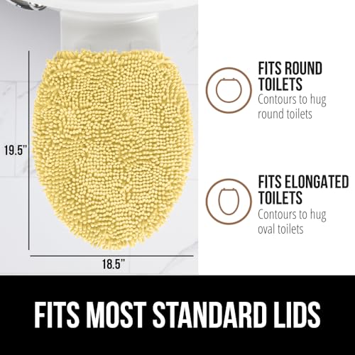 image for GORILLA GRIP Soft Chenille Bathroom Toilet Lid Cover, Machine Washable