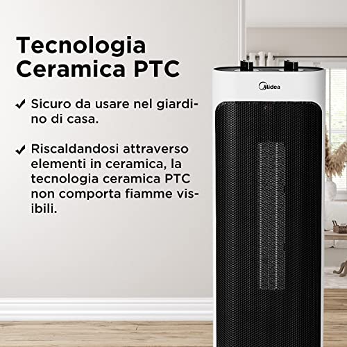 Midea NTH20-19JE Elektroheizung, geringer Verbrauch, Heizlüfter, 2000 W, geräuscharme Keramik-Technologie, 2 Temperaturstufen… – Ansicht 5