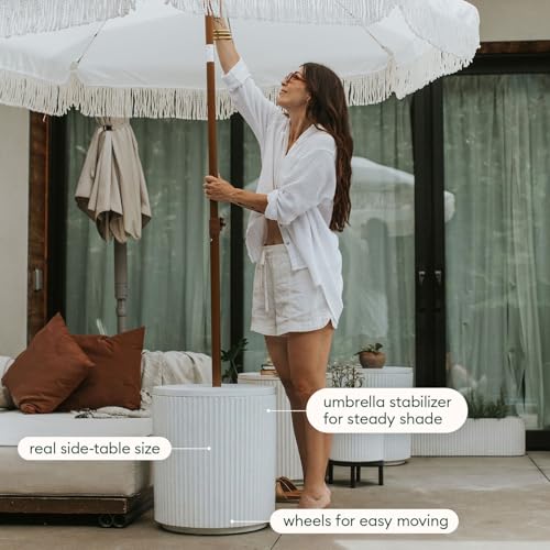 Image of Veradek Umbrella Side Table - Outdoor Patio Table with Umbrella Hole