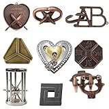 Rompecabezas Metal,Juegos Ingenio,9 Puzzle Metal Set,Juegos Ingenio Adultos,IQ Test Unlock Juguetes,IQ Puzzles Challenge,Juegos de Logica Educativos,Rompecabezas Regalo para Adultos Adolescentes