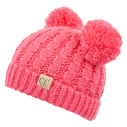 C.C Exclusives Children Kid Double Pompom Knitted Beanie for Kids Ages 2-5 (KID-23)(KID-24)(KIDS-2055)