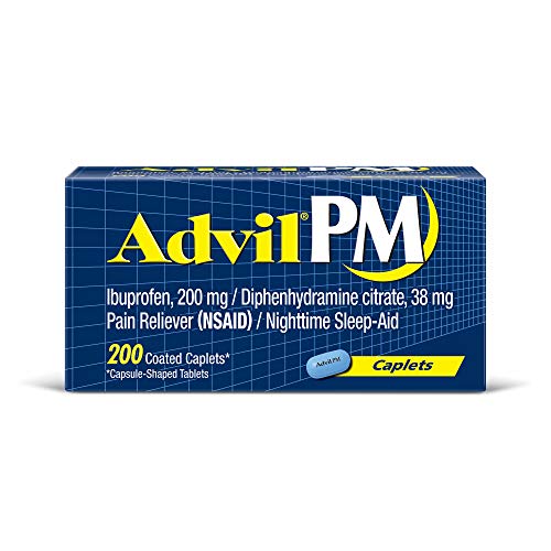 Advil Pm Pain Reliever/Nighttime Sleep Aid, Ibuprofen And Diphenhydramine (1 Pack ,200 Coated Caplets) #TOP3