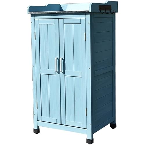 Outdoor Storage Cabinet, Tool Shed Wooden Garden Shed, Waterproof and Sunproof Balcony Patio Operating Table Outdoor Sundry Storage Cabinet