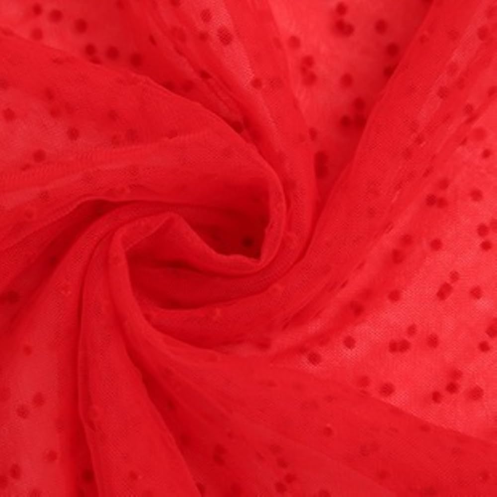 5 metri di larghezza 150 cm di tulle tessuto a maglia di nylon tessuto a rete floccato tessuto a rete polka dot nylon poliammide tessuto decorativo tessuti da sposa abito da sera tessuto rosso