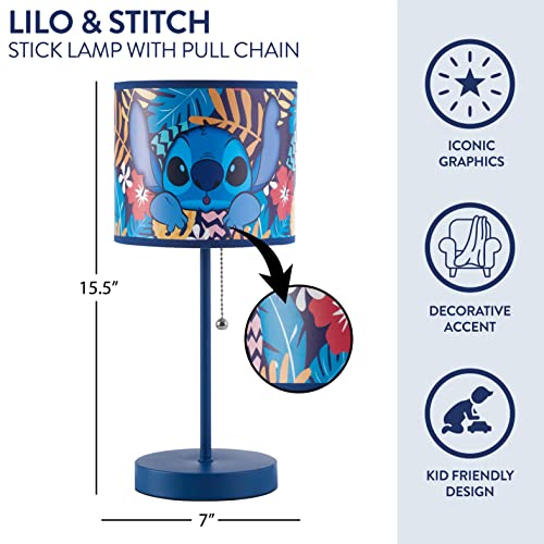 Image of Lilo & Stitch Stick Table Kids Lamp with Pull Chain, Themed Printed Decorative Shade