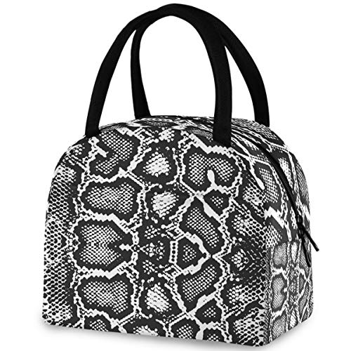 Zzwwr Stylish Snake Skin Print Reusable Lunch Tote Bag With Front Pocket Zipper Closure Insulated Cooler Container Bag For Man Women Work Picnic Travel Beach Fishing #TOP7