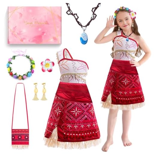 TOSZOLY Disfraz Principessa Niña, Vestito Principessa con Corona di Fiori Collar, Traje di Avventura Vestiti da Principessas per Carnaval Cosplay (130)