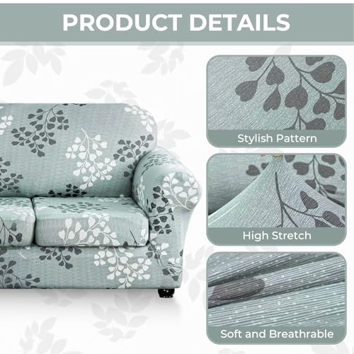 Lamberia Printed Sofa Cover for 2 Cushion Couch High Stretch Sofa Slipcovers 3 Piece Loveseat Slipcover with Two Separate Cushion Covers Elastic Bottom Floral Pattern (Fall, Loveseat) - Image 4