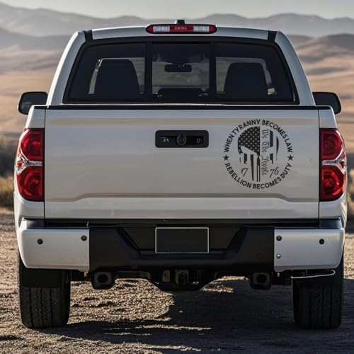 Image of We The People Sticker Decals 1776 Distressed American USA Flag Skull Decal, Patriotic Vinyl Decal for Auto Car Truck SUV Window (Black, M#) (Pack of 3)