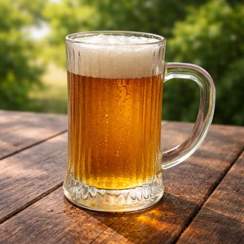 Image of PrimeWorld Classic Beer Mugs Set of 2 (500ML Each) | Heavy Glass Beer Steins with Handle | Large Freezer-Friendly Multipurpose Mugs | Dishwasher & Microwave Safe