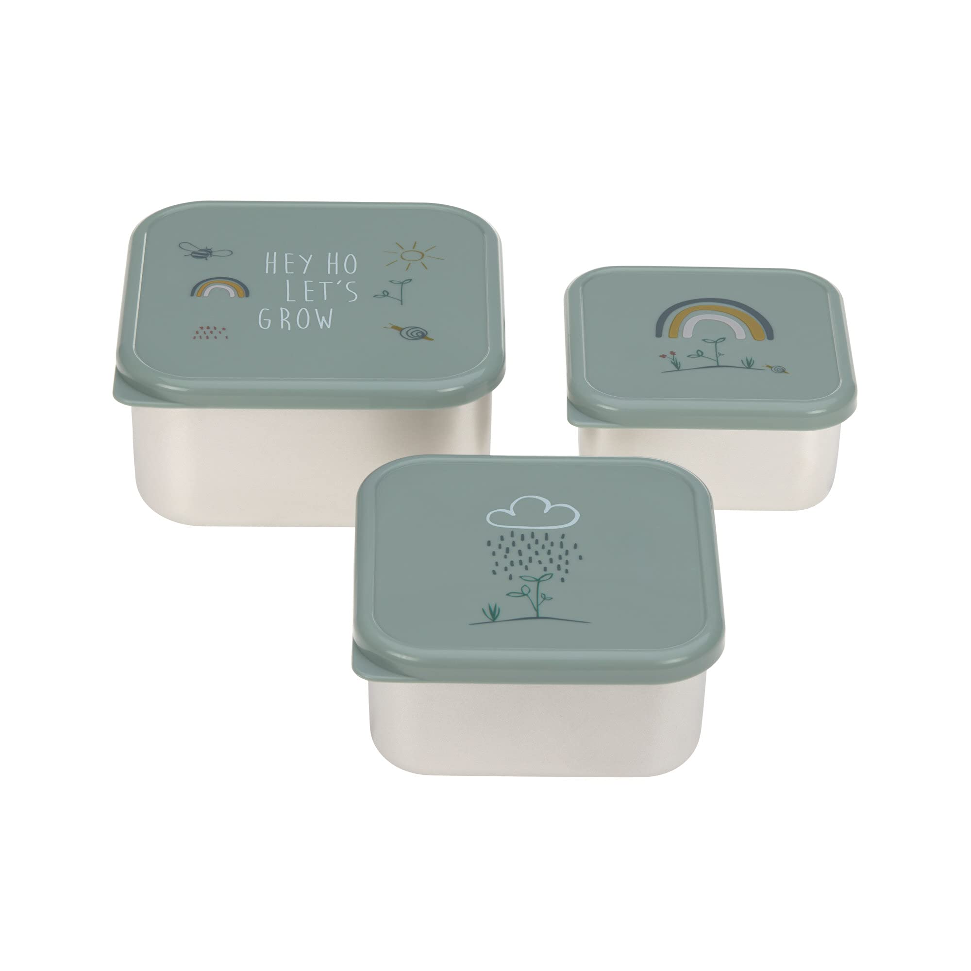 LÄSSIG Boîte à casse-croûte, lot de 3, en acier inoxydable Garden Explorer