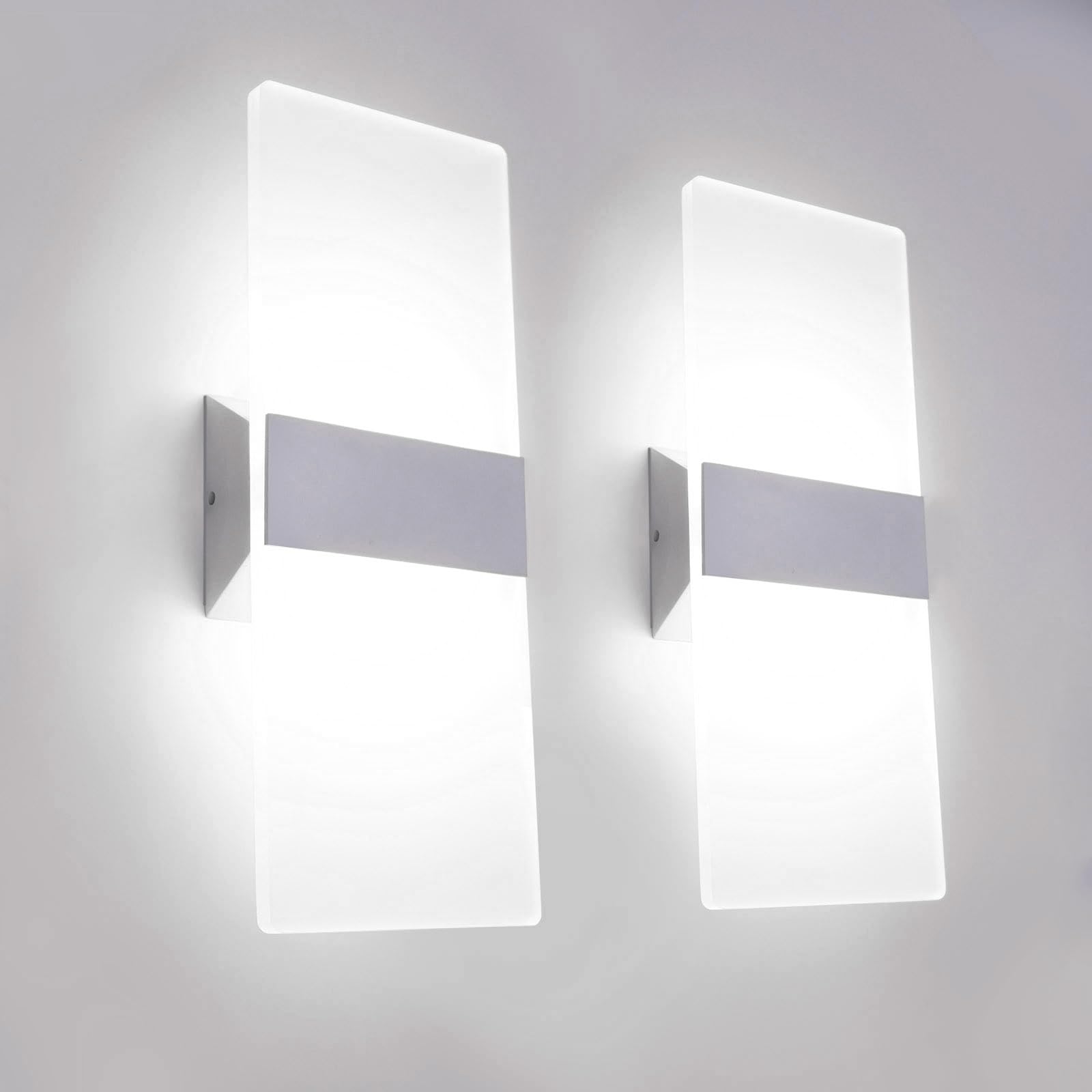 KICAAO Applique da Parete Interno,Acryl LED Moderno Lampada da Parete, 12W Up Down Illuminazione da Parete per Camera da Letto Corridoio Soggiorno Scala (6000K)