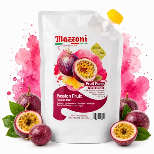 Passionsfrucht Fruchtpüree | 100% Reine Passionsfrucht | Ohne Zuckerzusatz Aromen Farbstoffe oder Konservierungsstoffe | Perfekt für Cocktails Desserts Backen & Eis | 1 Liter