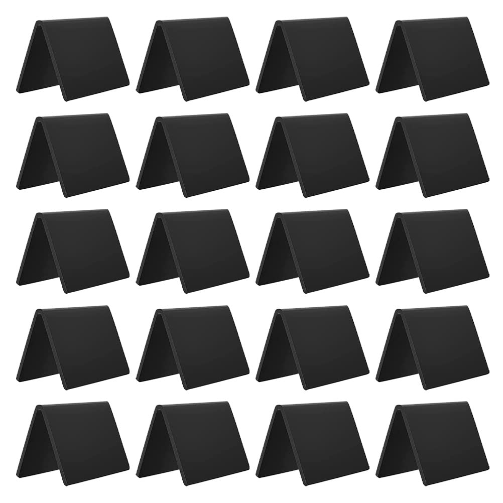 Acryl Memotafeln Schwarz für Notizen und Beschriftung | Schreibtischformat, Schlichtes Design, Handgeschriebene Beschriftung, 20 Stück Packung für Vielseitige Nutzung