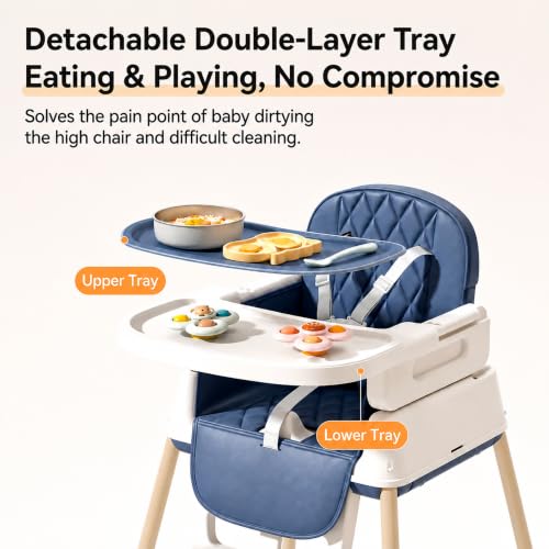 Image of StarAndDaisy 7-in-1 High Chair for Baby, Baby Feeding Chair for 0 to 5 Years, Convertible Booster, Push & Ride-On Baby Chair and 3-Level Adjustable Seat, Double-Layer Tray & Wheels