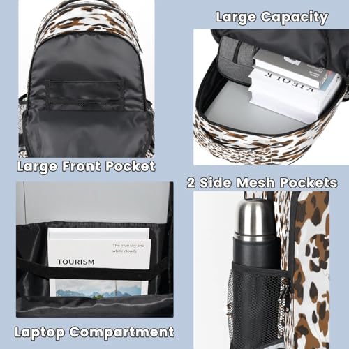 Sac à dos imprimé vache 20L pour école et ordinateur portable