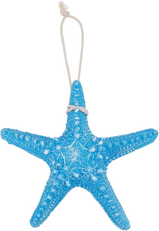 GORGECRAFT 16x16cm Resin Starfish Ornaments Large Seaside Hanging Wall Decoration Mediterranean Style Light Blue Beach Starfish Pendant Home Restaurant Bedroom Bathroom Wedding Party Photo Props Decor